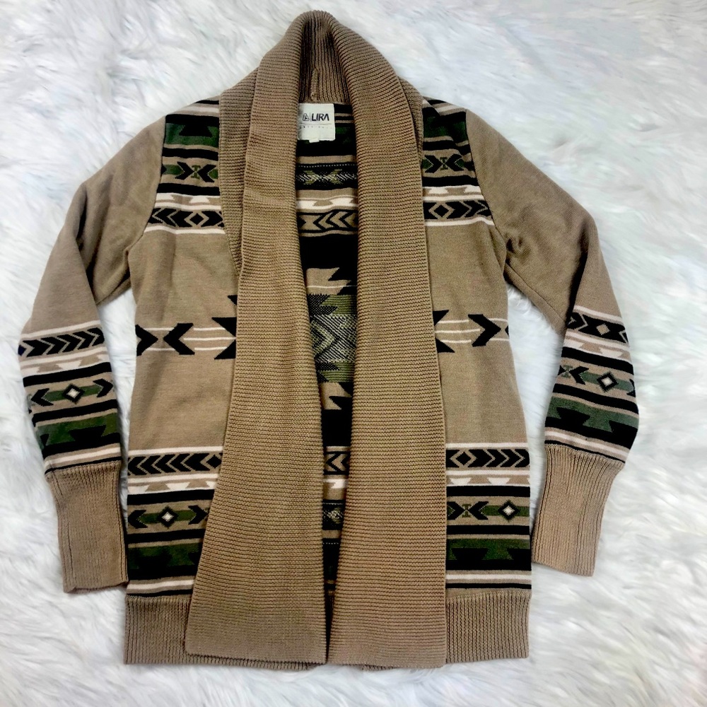 LIRA CRTV SCTY Tribal Open Front Cardigan Sweater